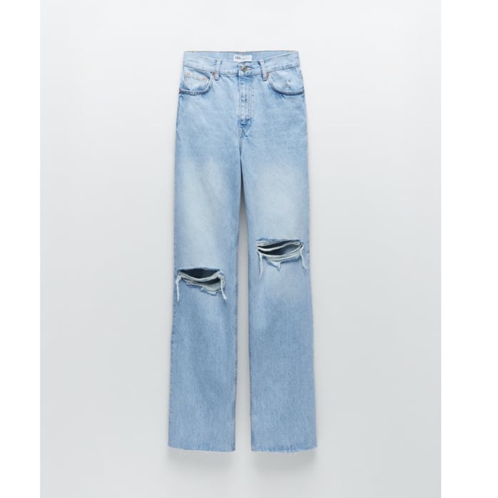 Zara wide leg hi rise jeans size 4 blue 27 cute